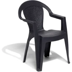 Fauteuil de jardin monobloc Viva plastique dossier tressé gris 53xP56xH80cm < Gifi New