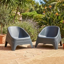 Fauteuil de jardin Neo plastique gris anthracite 76,5xP79,5xH57,5cm < Gifi Best