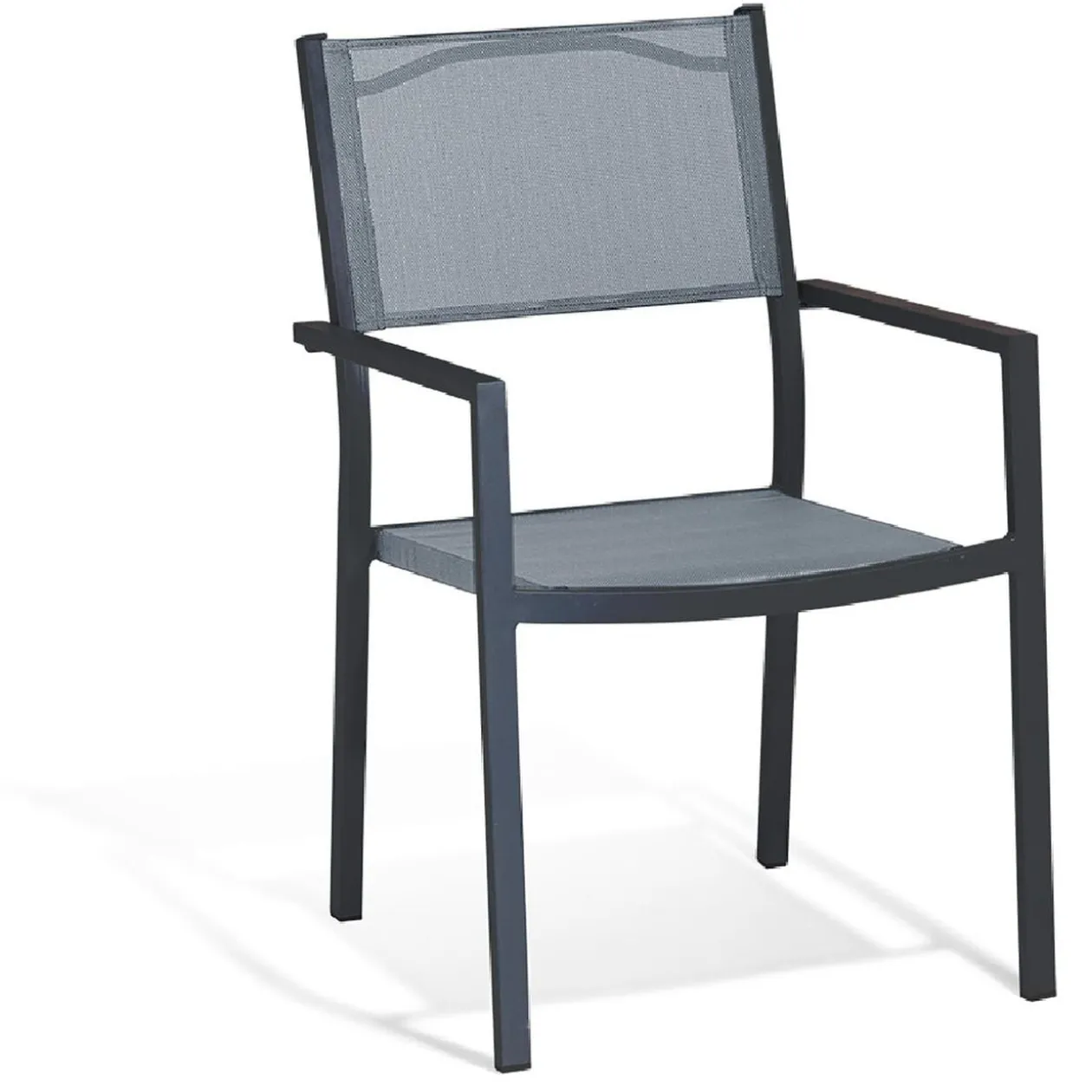 Fauteuil de jardin Oslow aluminium textilène gris 59x55,5xH.86 cm