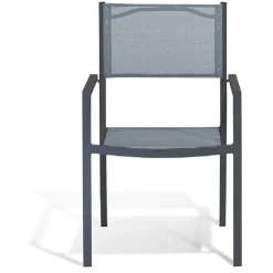 Fauteuil de jardin Oslow aluminium textilène gris 59x55,5xH.86 cm