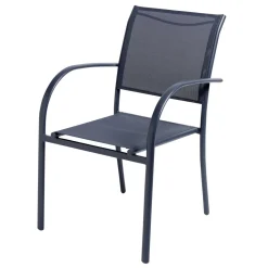 Fauteuil de jardin Oslow métal et textilène gris 63xH86x56cm
