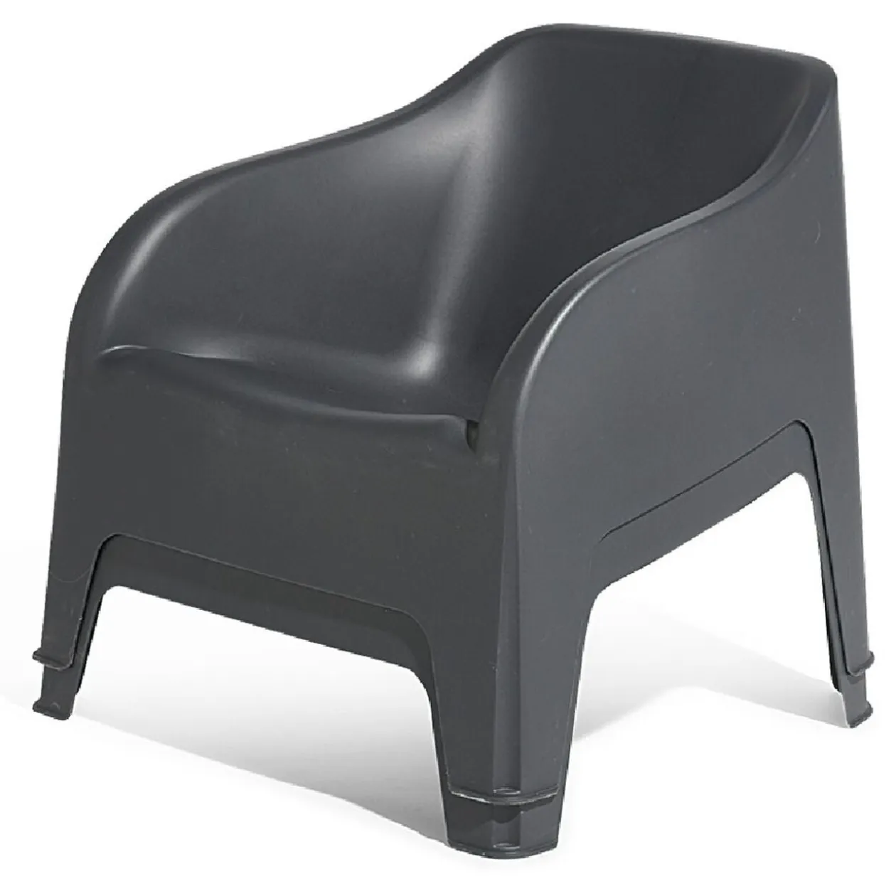 Fauteuil de jardin plastique Gary gris anthracite 80x77xH70cm