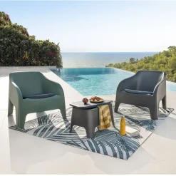 Fauteuil de jardin plastique Gary gris anthracite 80x77xH70cm