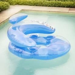 Fauteuil de piscine gonflable en plastique bleu 109x112cm