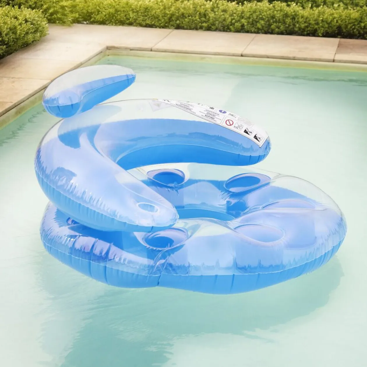 Fauteuil de piscine gonflable en plastique bleu 109x112cm