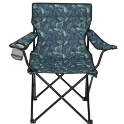 Fauteuil pêcheur avec porte-boisson motif feuillage exotique L50xP50xH80cm