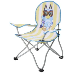 Fauteuil pêcheur enfant pliable Bluey métal et polyester jaune 59x39xH62cm