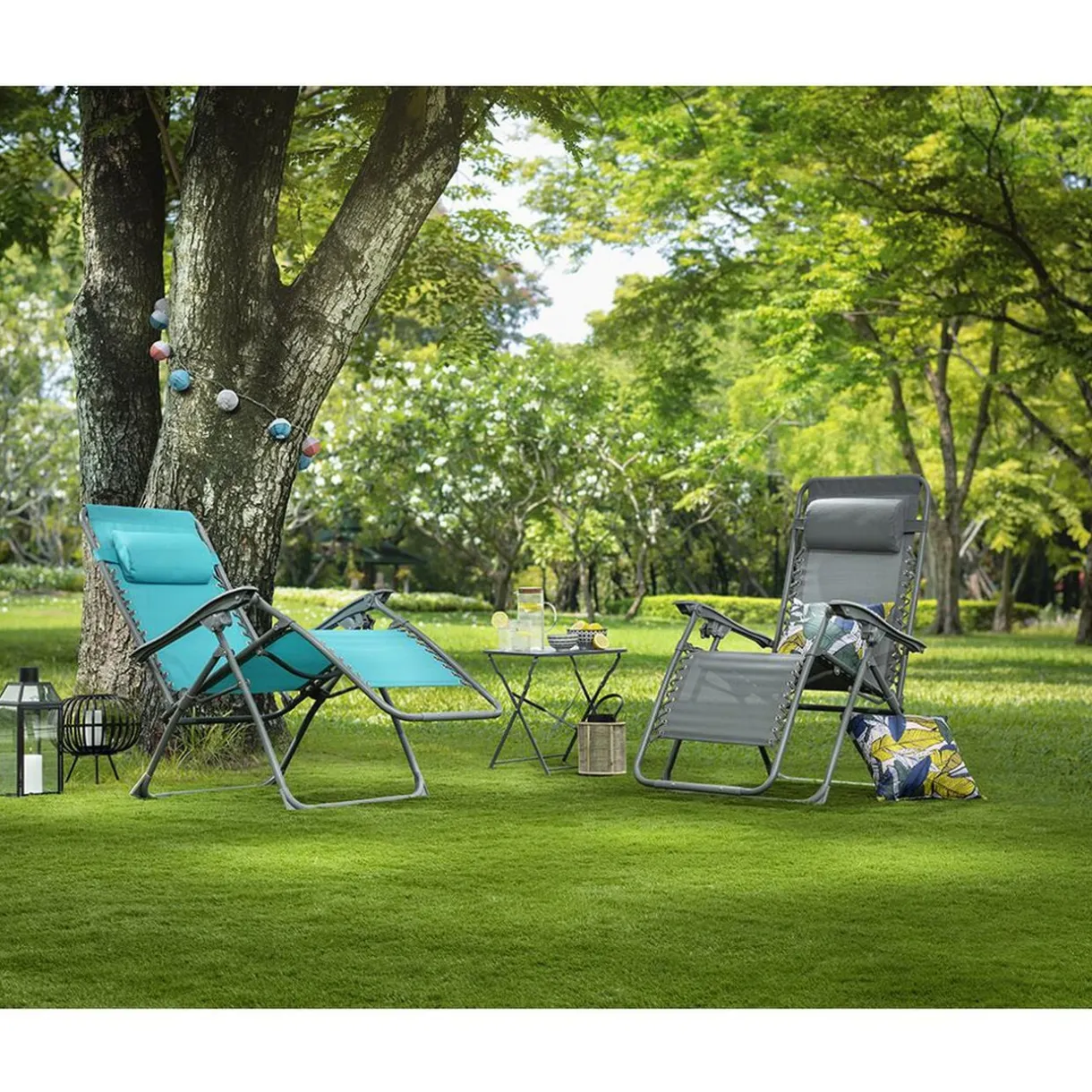 Fauteuil relax inclinable avec têtière gris < Gifi Online