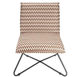 Fauteuil relax Joseph pied métal noir et tissu marron et noir 75x65xH78cm