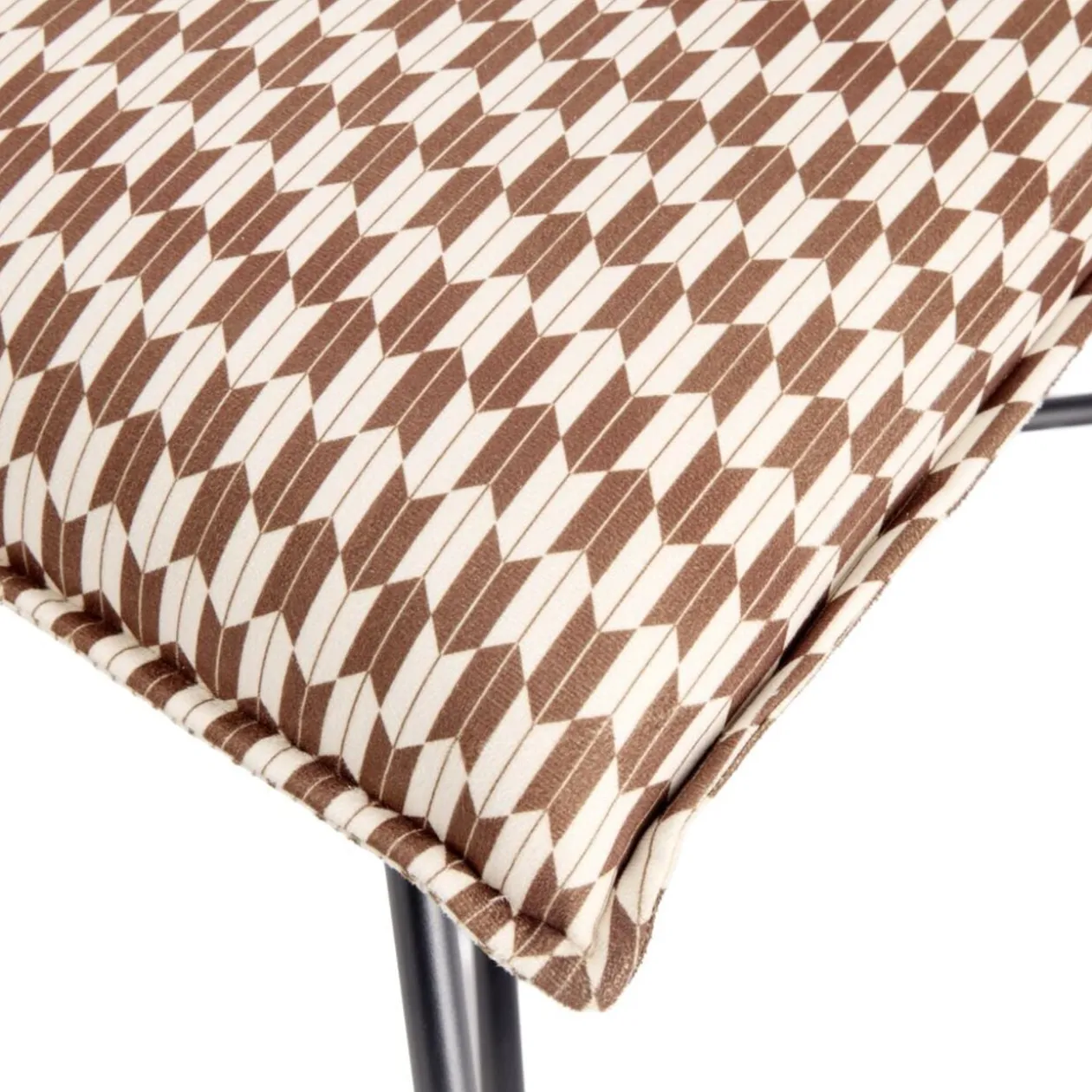 Fauteuil relax Joseph pied métal noir et tissu marron et noir 75x65xH78cm