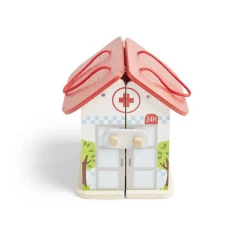 Ferme ou hôpital ou caserne de pompiers pliable en bois 20,5x17,5xH19cm < Gifi