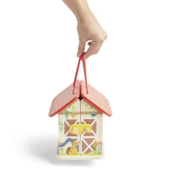 Ferme ou hôpital ou caserne de pompiers pliable en bois 20,5x17,5xH19cm < Gifi