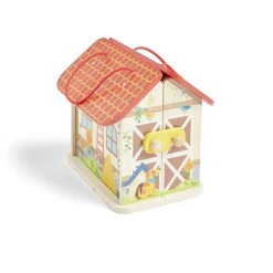 Ferme ou hôpital ou caserne de pompiers pliable en bois 20,5x17,5xH19cm < Gifi