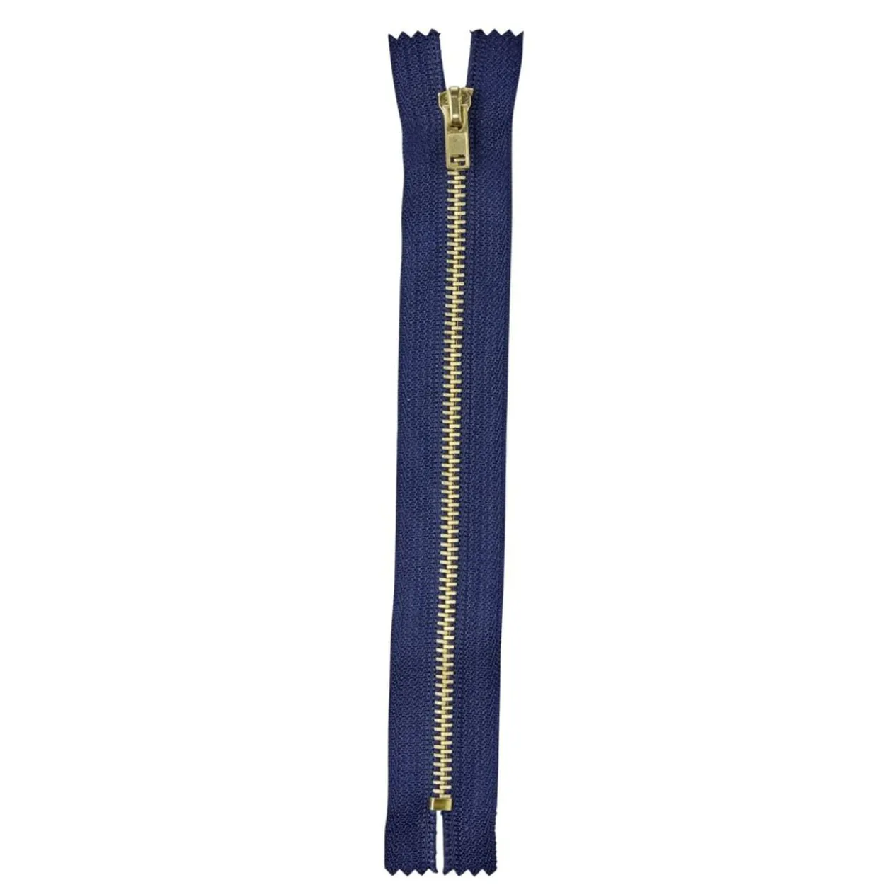 Fermeture à glissière 20cm métal et coton bleu