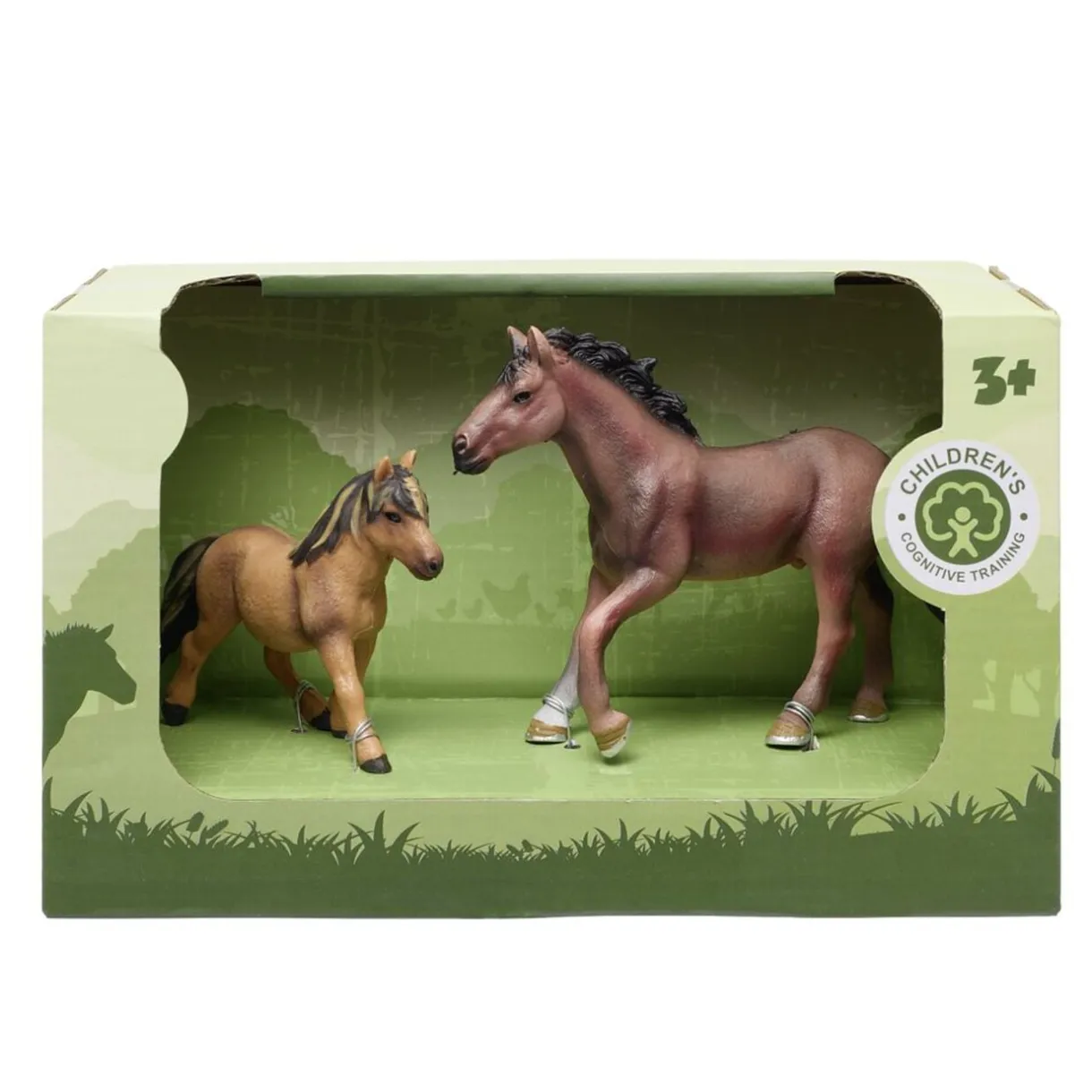 Figurine jument avec son poulain animaux plastique vert 10x3xH9,5cm < Gifi Discount
