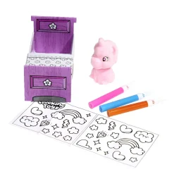 Figurine licorne en papier à colorier avec 3 feutres H6,4cm
