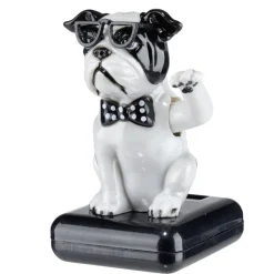 Figurine solaire dansante bulldog chic noir et blanc H10cm < Gifi Best