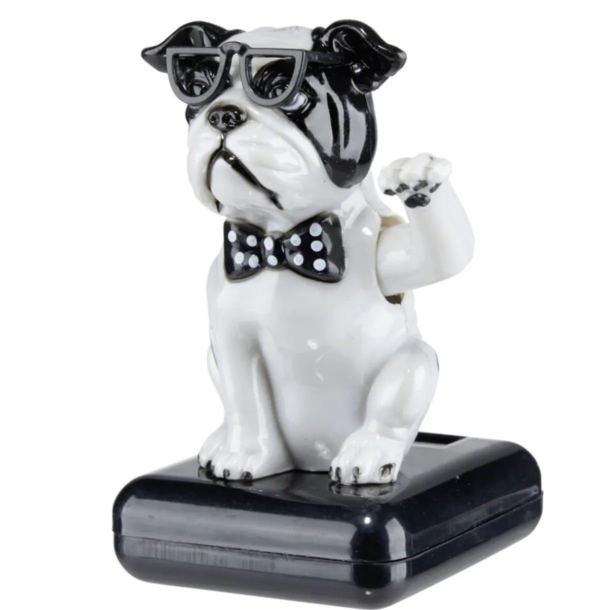 Figurine solaire dansante bulldog chic noir et blanc H10cm < Gifi Best
