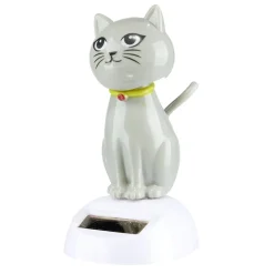 Figurine solaire dansante chat assis H10cm (3 modèles)