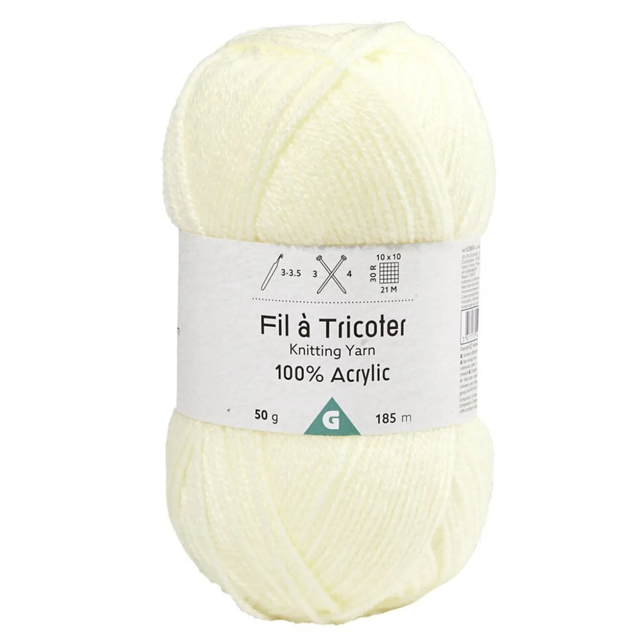 Fil à tricoter acrylique 50g blanc écru