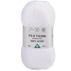 Fil à tricoter acrylique 50g blanc