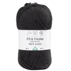 Fil à tricoter acrylique 50g noir