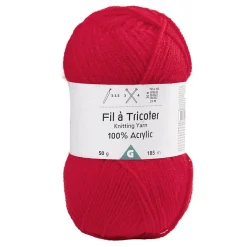 Fil à tricoter acrylique 50g rouge