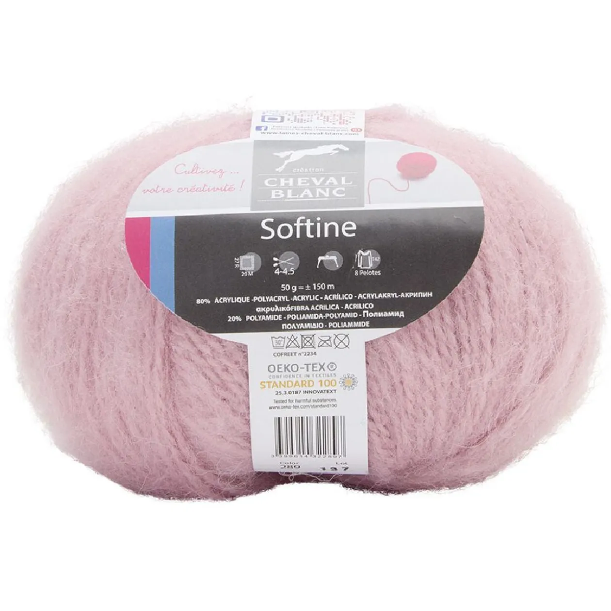 Fil à tricoter Softine rose 50 g