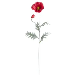 Fleur artificielle coquelicot satin rouge 1 tige L70cm
