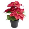 Fleur artificielle en pot poinsettia rouge Ø11xH32cm