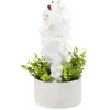 Fleur artificielle orchidée dans pot en ciment H40 cm blanc