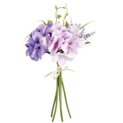 Fleur artificielle piquet hortensia rose et violet 4 têtes
