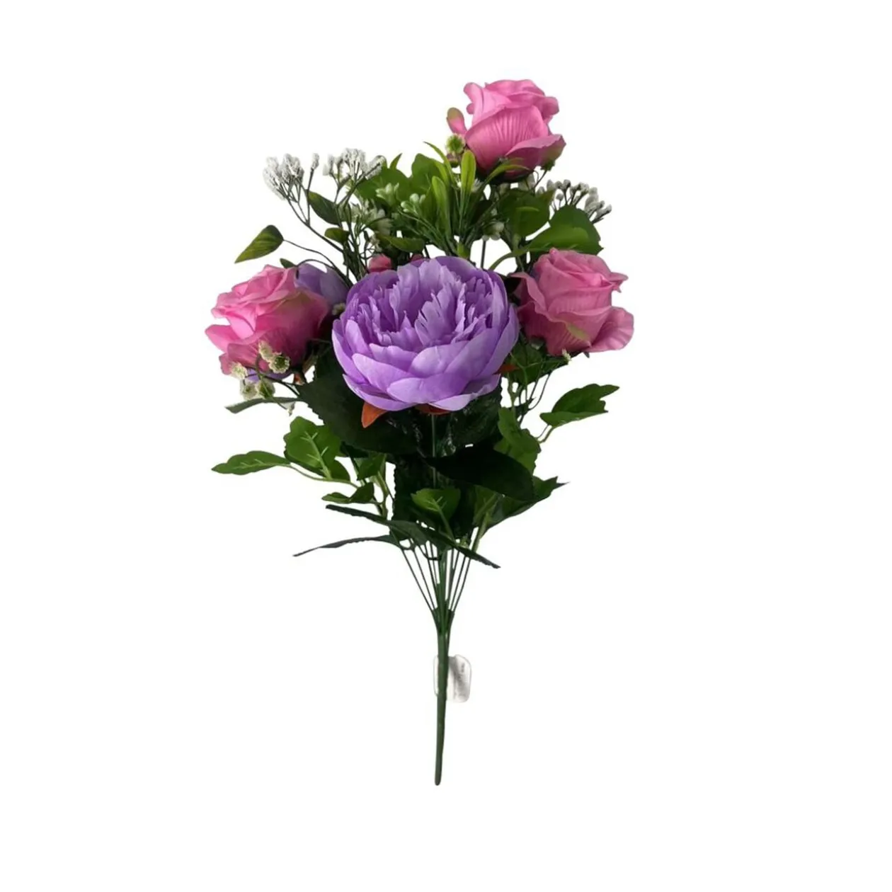 Fleur artificielle piquet rose/pivoine violet et rose 11 têtes