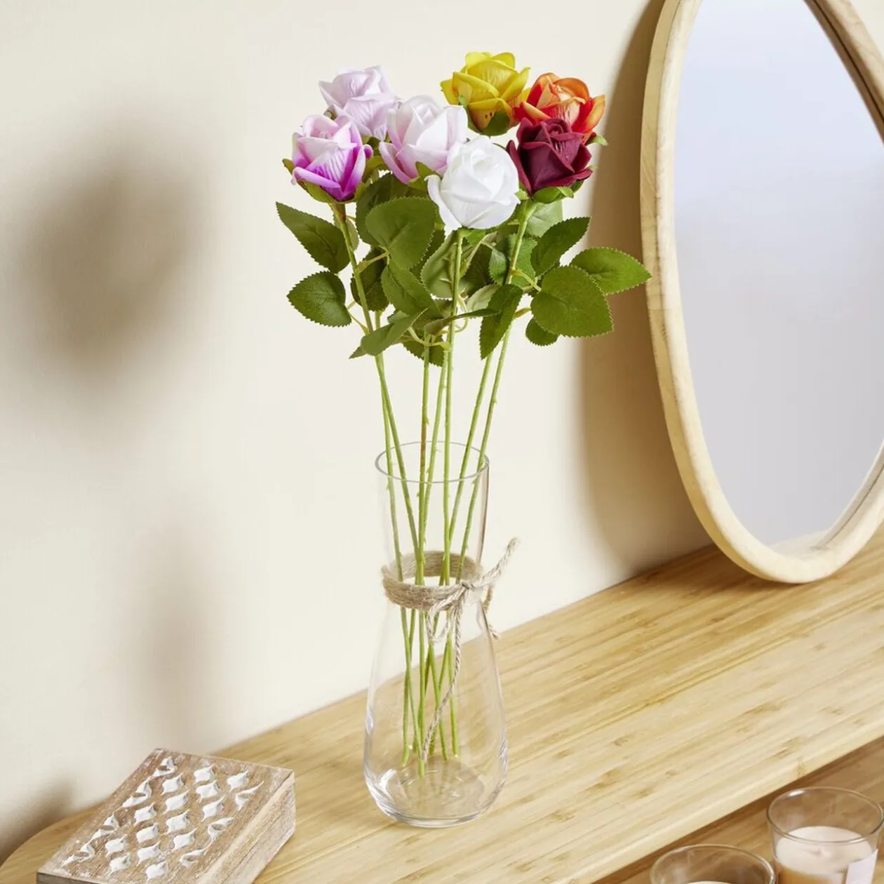 Fleur artificielle rose blanche H51cm