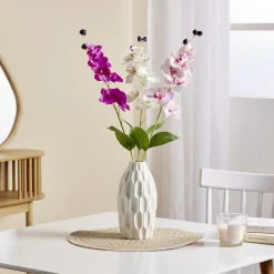 Fleur artificielle tige orchidée blanche 7 têtes H62cm