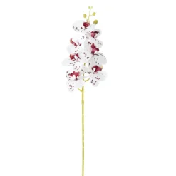 Fleur artificielle tige orchidée blanche et rouge H92cm