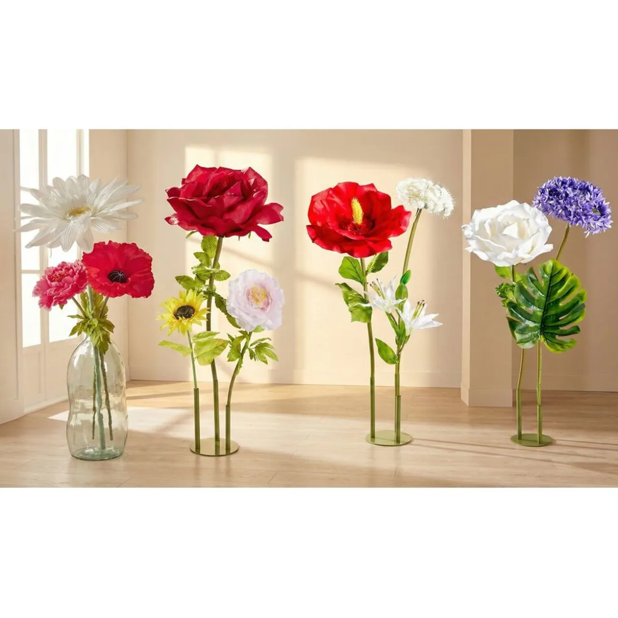 Fleur artificielle XL coquelicot rouge Ø65xH165cm