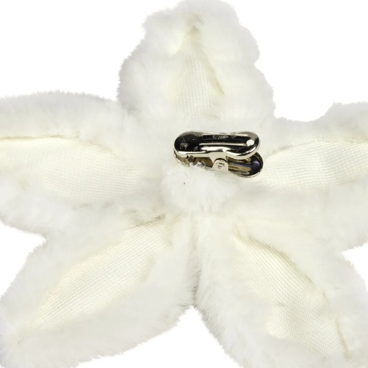 Fleur de Noël poinsettia effet fourrure blanc Ø15cm