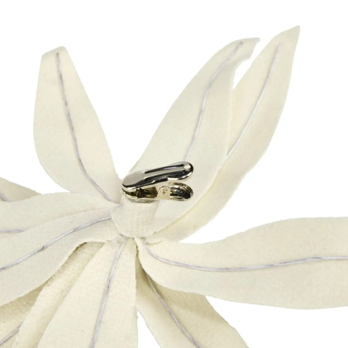 Fleur de Noël velours blanche à clipser L25cm < Gifi