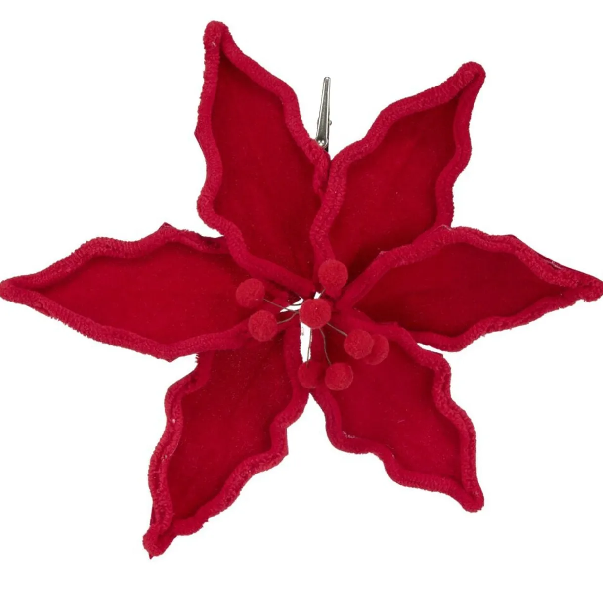 Fleur de Noël velours rouge à clipser L25cm < Gifi Best