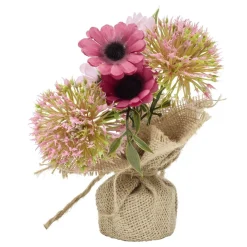 Fleur en pot jute gerberas rose et chardon Ø15xH17cm < Gifi Hot