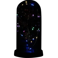 Fleur immortelle LED Dia de los Muertos Ø11xH22cm or et rouge