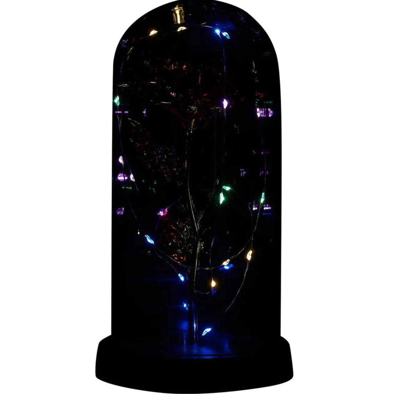 Fleur immortelle LED Dia de los Muertos Ø11xH22cm or et rouge