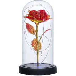 Fleur immortelle LED Dia de los Muertos Ø11xH22cm or et rouge