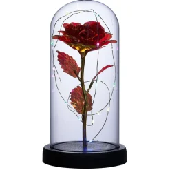 Fleur immortelle LED Dia de los Muertos Ø11xH22cm or et rouge