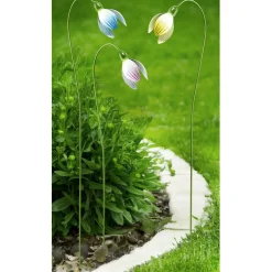 Fleur métal à planter lotus H60cm (3 modèles)