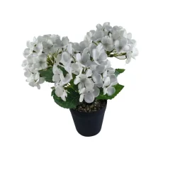 Fleurs artificielles hortensia blanc pot plastique noir Ø9,5xH27cm < Gifi Sale