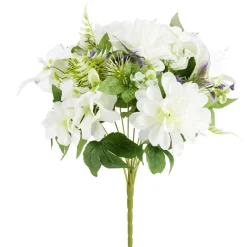 Fleurs artificielles orchidées et lys blancs en piquet Ø30xH45cm