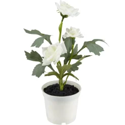 Fleurs artificielles rosier blanc 3 têtes pot plastique noir Ø9,5xH27cm < Gifi Clearance