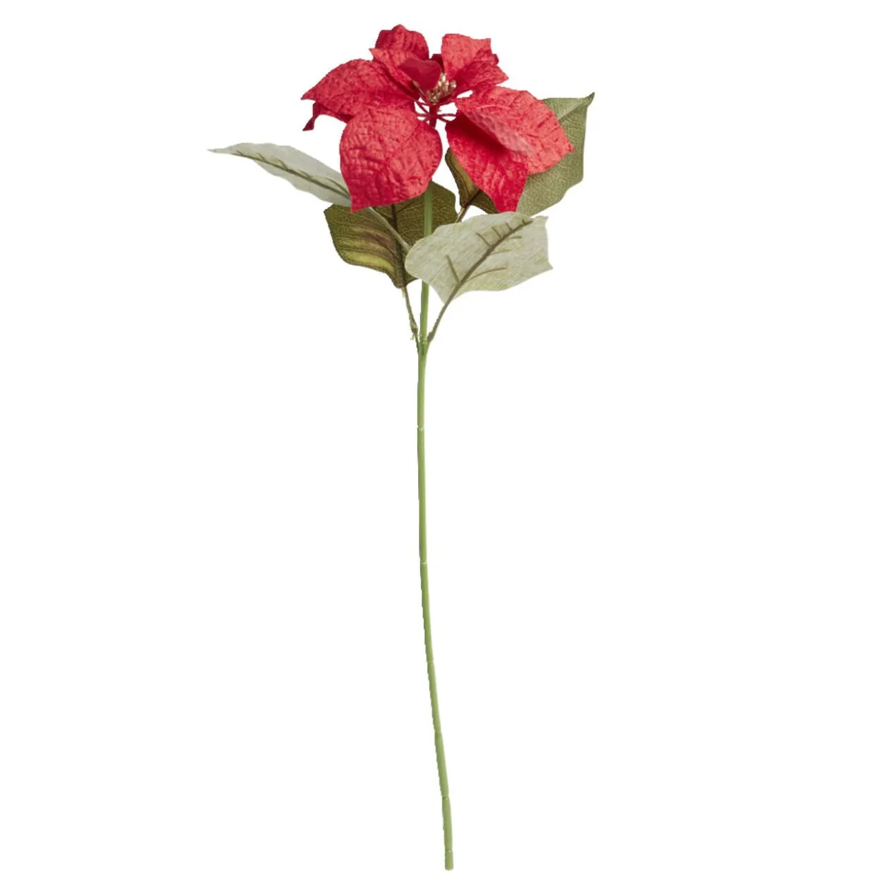Fleur tige poinsettia rouge ou blanc H60cm - 2 modèles